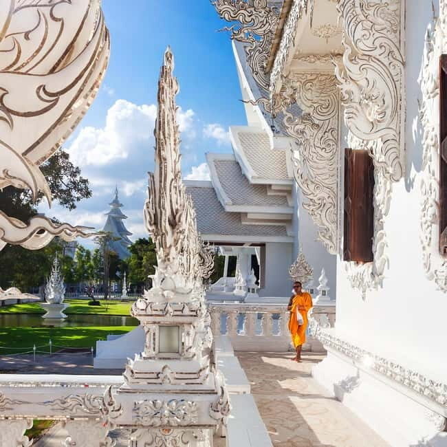 Chiang Mai: Chiang Rai Famous Temples & Hot Springs Day Trip - Wat Rong Khun (White Temple): your 55-minute photo-and-tour window