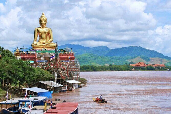 Chiang Mai - Chiang Rai Temples, Long Neck Karen, Golden Triangle - Wat Rong Seur Ten Blue Temple: gold and blue with a more modern feel