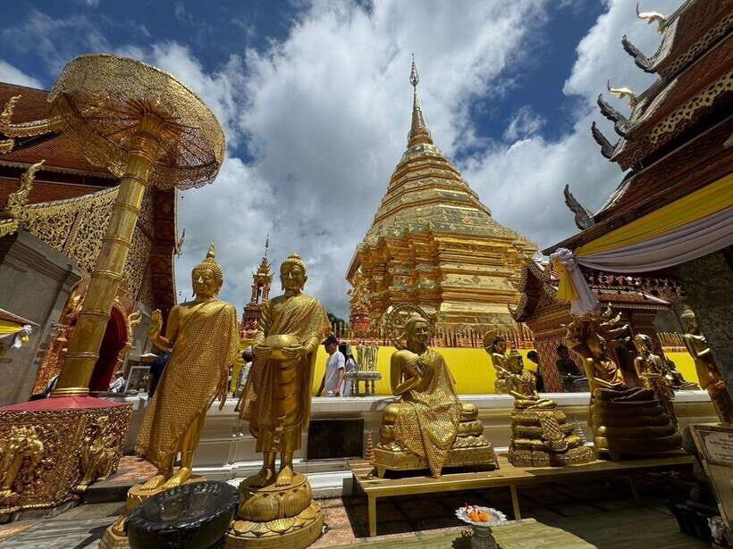 Chiang Mai: Elephant Sanctuary, Monk Trail & Doi Suthep Tour - Wat Phra That Doi Suthep: golden pagoda views plus prayer guidance