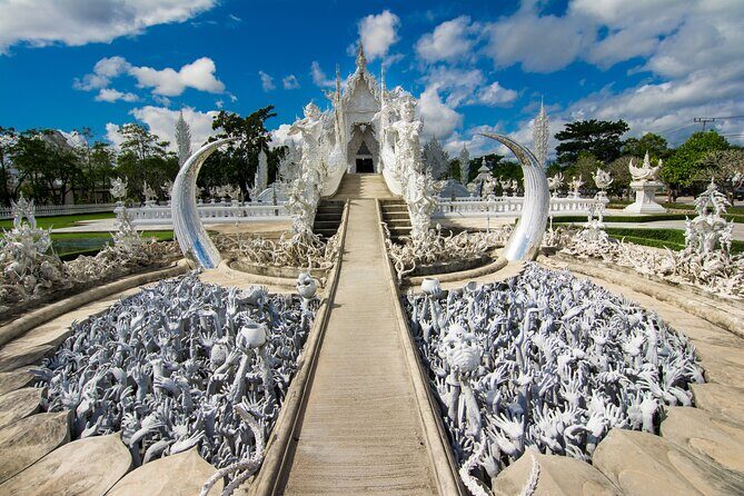 Full Day Chiang Rai 3 Temples White, Blue,Big Bhudha Temples - Wat Rong Khun (White Temple): mirror-bright symbolism and serious detail